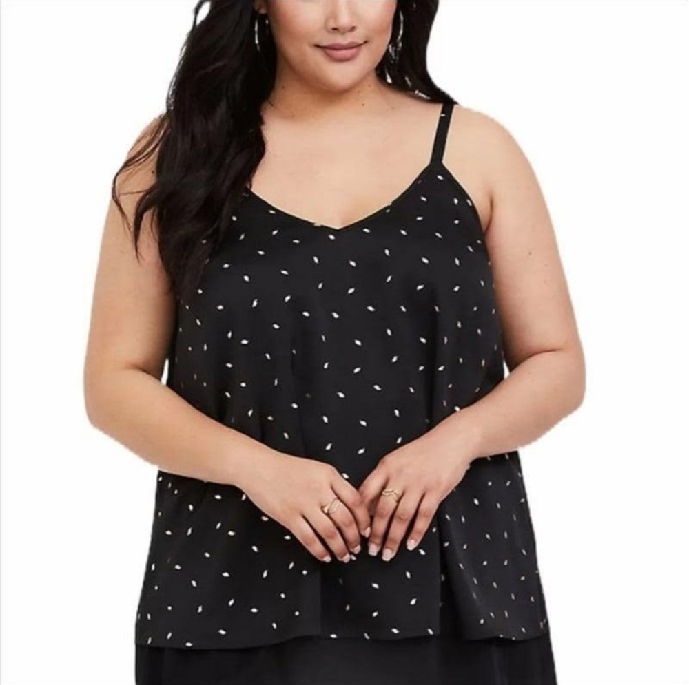 Torrid Black Foil Feather Swing Cami Size 4